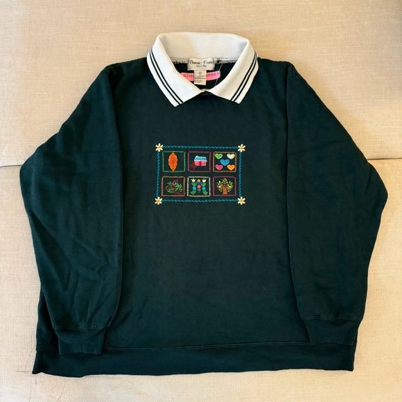 💐 Vintage Bonnie Evans Stitch Collared Pullover (Size 1X -Fits like a Large) 💐 - Picture 11 of 13